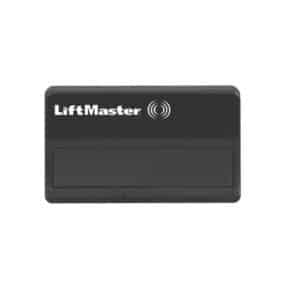 Black garage door opener control with one button, from liftmaster