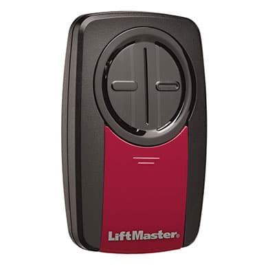 Black and red garage door control with two buttons from LiftMaster