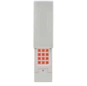 Beige garage door key code control opener with sliding cover and backlit buttons from LiftMaster
