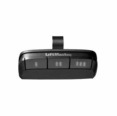 Black three button garage control with visor clip, from LiftMaster