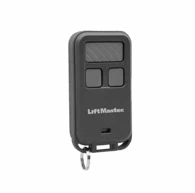 Black mini garage control remote for keychain, from LiftMaster