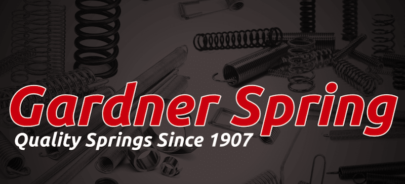 Screenshot of Gardner Spring's website header with text in foreground and springs in the background. Image for post on best garage door extension springs.