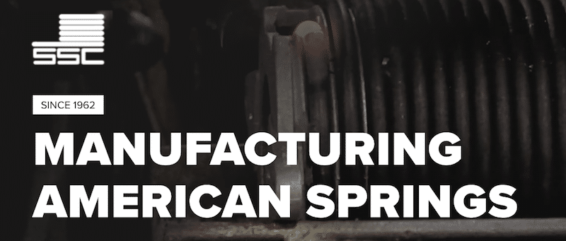 Photo of spring manufacturing from SSC with text: Manufacturing American Springs. For post on best garage door extension springs.