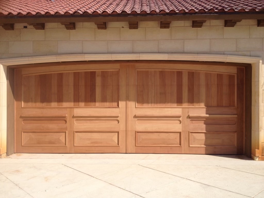 18 x 8 mahogany garage door with raised panels