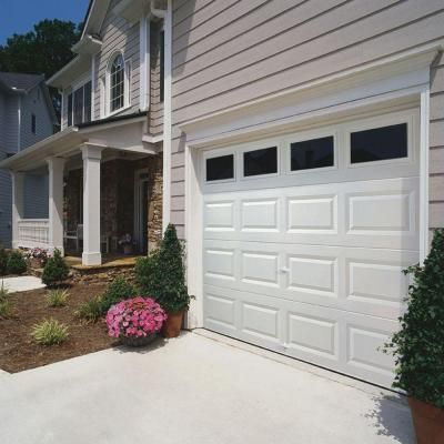 Clopay Classic Collection Insulated White Garage Door with Plain Windows